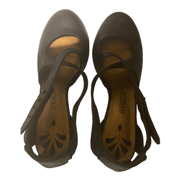 Seychelles retro style black leather heels. Sz 8.5 - Picture 6 of 16